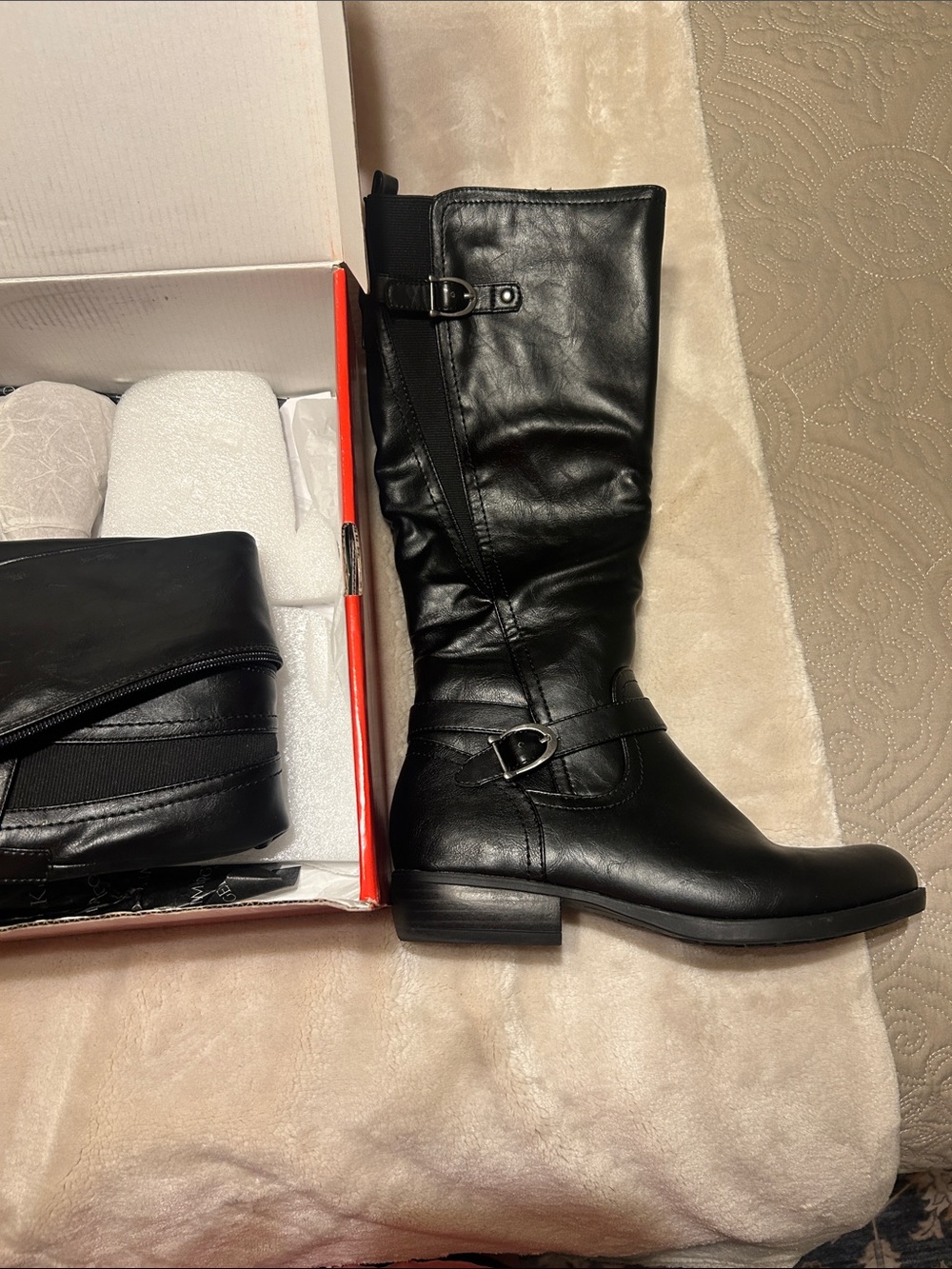Kim Rogers Black Mid-Calf Buckle Riding Boots